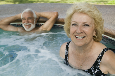 Health Benefits of Spas - Older couple receiving hydrotherapy